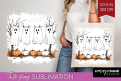 Cute Ghost Tote Bag - Spooky Halloween Tote Bag PNG Product Image 1