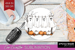 Cute Ghost Car Coaster - Spooky Halloween Coaster PNG Product Image 1