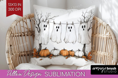 Cute Ghost Pillow Sublimation - Spooky Halloween Pillow PNG Product Image 1