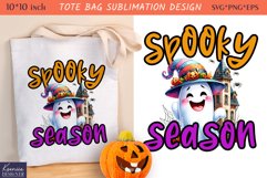 Cute Little Ghost| Funny Halloween Quotes Tote Bag Design Product Image 1