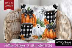 Cute Ghost Pillow Sublimation - Spooky Halloween Pillow PNG Product Image 1