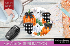 Cute Ghost Car Coaster - Spooky Halloween Coaster PNG Product Image 1