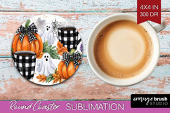 Cute Ghost Round Coaster - Spooky Halloween Coaster PNG Product Image 1