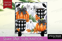 Cute Ghost Slate PNG - Spooky Halloween Square Slate Product Image 1
