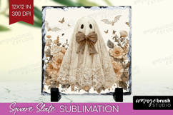 Cute Ghost Slate PNG - Spooky Halloween Square Slate Product Image 1