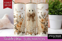 Cute Ghost Tumbler Wrap - Spooky Halloween Tumbler PNG Product Image 1