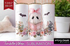 Cute Ghost Tumbler Wrap - Spooky Halloween Tumbler PNG Product Image 1