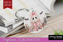Cute Ghost Keychain PNG - Spooky Halloween Keychain Product Image 1
