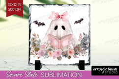 Cute Ghost Slate PNG - Spooky Halloween Square Slate Product Image 1