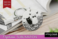 Cute Ghost Keychain PNG - Spooky Halloween Keychain Product Image 1