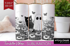 Cute Ghost Tumbler Wrap - Spooky Halloween Tumbler PNG Product Image 1