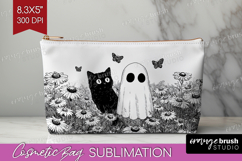 Cute Ghost Cosmetic Bag - Spooky Halloween Makeup Bag PNG Product Image 1