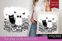 Cute Ghost Tote Bag - Spooky Halloween Tote Bag PNG Product Image 1