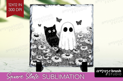 Cute Ghost Slate PNG - Spooky Halloween Square Slate Product Image 1