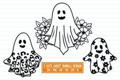 Ghost Svg Bundle, Floral Ghost Svg, Spooky with flowers Svg Product Image 1