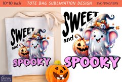 Cute Little Ghost| Funny Halloween Quotes Tote Bag Design Product Image 1