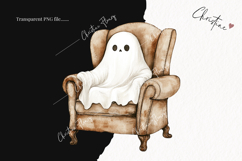 Cozy Halloween Ghost on Chair | Halloween PNG Product Image 2