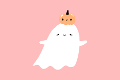Halloween Clipart Ghost Pumpkin Hand Drawn PNG Product Image 5
