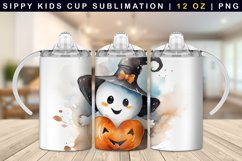 Cute Ghost Sippy Cup Sublimation | 12oz Sippy Tumbler Product Image 1