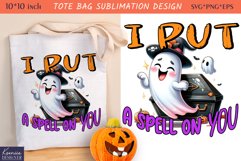 Cute Little Ghost| Funny Halloween Quotes Tote Bag Design Product Image 1