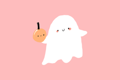 Halloween Clipart Ghost Pumpkin Hand Drawn PNG Product Image 6