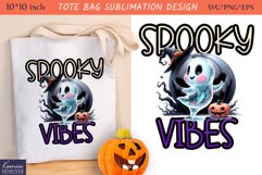 Cute Little Ghost| Funny Halloween Quotes Tote Bag Design Product Image 1