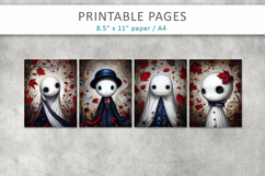 cute ghost illustrations, printable ghost art papers Product Image 2