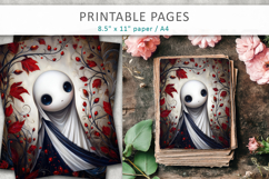 cute ghost illustrations, printable ghost art papers Product Image 3