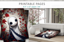 cute ghost illustrations, printable ghost art papers Product Image 4