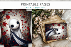 cute ghost illustrations, printable ghost art papers Product Image 5