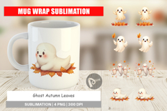 Mug Wrap Watercolor Ghost Autumn Leaves Product Image 1