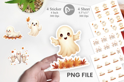 Sticker Watercolor Ghost Autumn Leaves Product Image 1