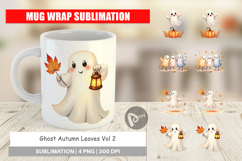 Mug Wrap Watercolor Ghost Autumn Leaves Product Image 1