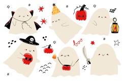 Cute Halloween Ghost Clipart Set Product Image 1