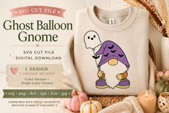 Cute Halloween Gnome SVG,Ghost Balloon Gnome SVG Cut File Product Image 1