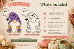 Cute Halloween Gnome SVG,Ghost Balloon Gnome SVG Cut File Product Image 2