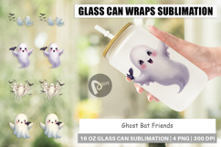 Glass Can Watercolor Ghost Bat Friends Product Image 1