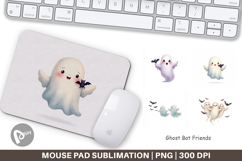 Mouse Pad Watercolor Ghost Bat Friends Product Image 1
