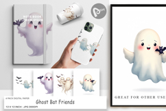 Digital Paper Watercolor Ghost Bat Friends Product Image 1