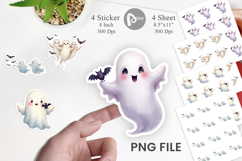 Sticker Watercolor Ghost Bat Friends Product Image 1