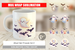 Mug Wrap Watercolor Ghost Bat Friends Product Image 1