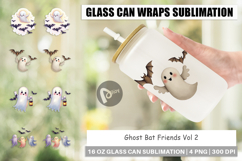 Glass Can Watercolor Ghost Bat Friends Product Image 1