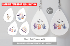 Earring Watercolor Ghost Bat Friends Product Image 1
