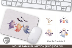 Mouse Pad Watercolor Ghost Bat Friends Product Image 1