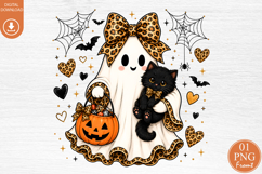 Ghost Black Cat Sublimation PNG Product Image 1