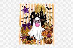 Ghost Halloween Pumpkins Striped Fall Png Design Product Image 1