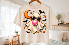 Ghost Blowing Bubble Gum Png, Brushstroke Halloween PNG Product Image 2