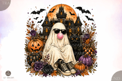 Ghost Blowing Bubble Gum PNG, Girly Halloween Ghost Design Product Image 1