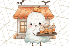 Ghost Café Mini World PNG, Cute Halloween Coffee Ghosts Product Image 4