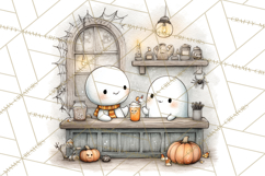 Ghost Café Mini World PNG, Cute Halloween Coffee Ghosts Product Image 3